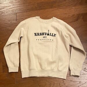 EUC Womens Pacific & Co Tan Embroidered Sweatshirt Size Large